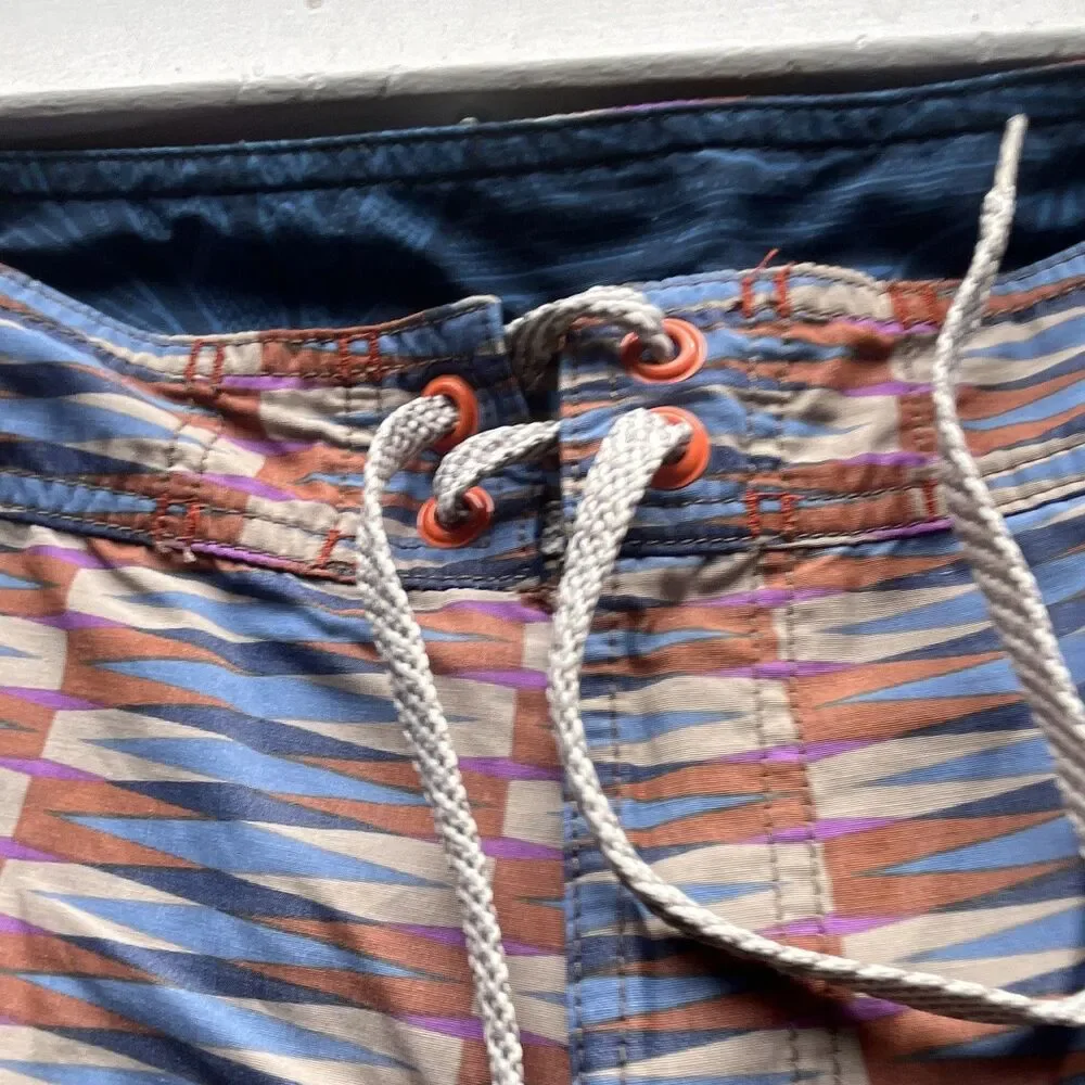 Tommy Bahama Relax Men's Swim Trunks Size 38 Blue Geometric Drawstring Mesh